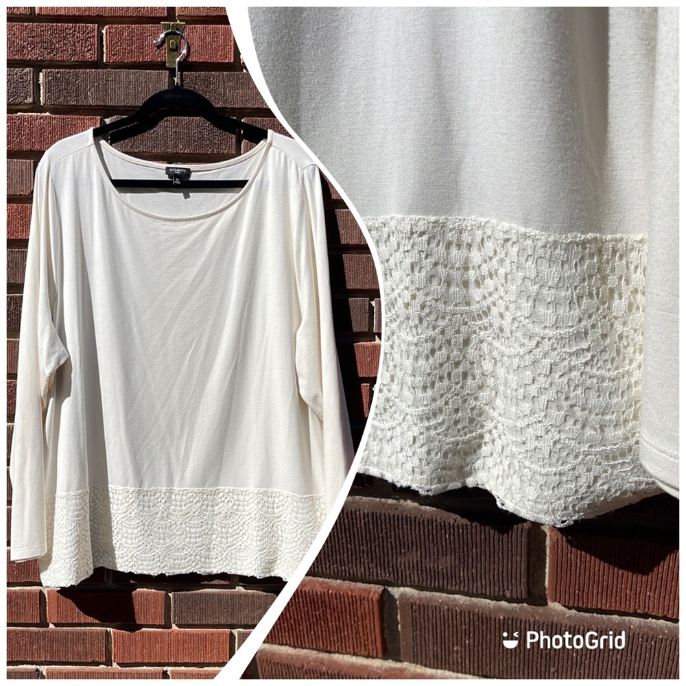 Talbots blouse 3X VGUC cream lace hem